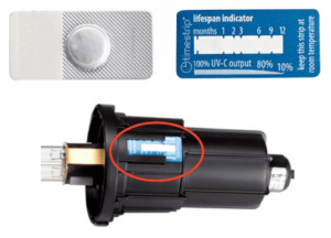 UV steriliseerija Cintropur UV lambi infokleebis